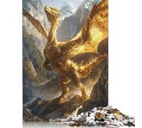 Rompecabezas de 1000 piezas de dragón Noble de veta Dorada Para adultos, Regalo de Halloween, rompecabezas de Papel Para Adolescentes, decoración única Para el hogar y Regalos(75 x 50 cm)