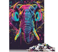 Rompecabezas de 1000 piezas de Elefante Con auriculares Para adultos, Regalo de Halloween, rompecabezas de Madera Para adultos y Adolescentes, rompecabezas educativo de 1000 piezas (75 x 50 cm)