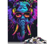 Rompecabezas de 1000 piezas de Elefante Con auriculares Para adultos y Adolescentes, juegos educativos Para el hogar, juguetes de bricolaje, Regalos de Navidad, 1000 piezas (75 x 50 cm)