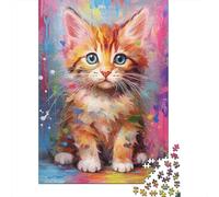 Rompecabezas de 1000 piezas de gato colorido Con Flores Para adultos, Ideal como Regalo de Halloween, decoración única Para el hogar y Regalos, 1000 piezas (38 x 26 cm)