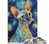 Rompecabezas de 1000 piezas de gato esfinge en la Noche estrellada Para adultos, rompecabezas difíciles Para adultos, rompecabezas Divertidos Para toda la Familia, 1000 piezas (75 x 50 cm)