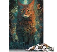 Rompecabezas de 1000 piezas de gato Maine Coon de Colores Para adultos y Adolescentes. Rompecabezas de Madera Para divertirse en Familia y disfrutar de la Noche de juegos. 1000 piezas (75 x 50 cm).