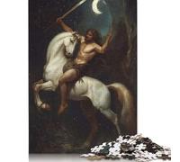 Rompecabezas de 1000 piezas de Guerrero a Caballo Bajo la Luz de la Luna Para adultos, Regalo de Halloween, rompecabezas Para adultos y Adolescentes a partir de 12 años, 1000 piezas (75 x 50 cm) <