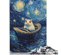 Rompecabezas de 1000 piezas de hámster en una Noche estrellada Para adultos y Adolescentes. Rompecabezas Para diversión Familiar y Noches de juegos. 1000 piezas (75 x 50 cm).