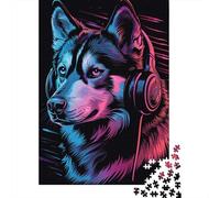 Rompecabezas de 1000 piezas de Husky siberiano Con auriculares Para adultos, rompecabezas difíciles Para adultos, rompecabezas Divertidos Para toda la Familia, 1000 piezas (38 x 26 cm)