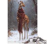 Rompecabezas de 1000 piezas de jirafa en Invierno Para adultos, Ideal como Regalo de Halloween, decoración única Para el hogar y Regalos, 1000 piezas (75 x 50 cm)