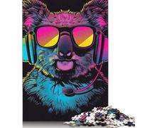 Rompecabezas de 1000 piezas de Koala Con auriculares y gafas de Sol Para adultos y Adolescentes. Rompecabezas Para diversión Familiar y Noches de juegos. 1000 piezas (75 x 50 cm).