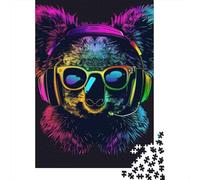 Rompecabezas de 1000 piezas de Koala Con auriculares y gafas de Sol Para adultos y Adolescentes. Rompecabezas de Madera sostenible Para adultos | Juegos de 1000 piezas (38 x 26 cm)