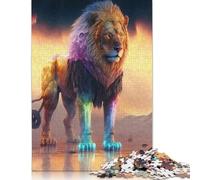 Rompecabezas de 1000 piezas de león Con Arte Animal Para adultos, Ideal Para Halloween, decoración única Para el hogar y Regalos, 1000 piezas (75 x 50 cm)