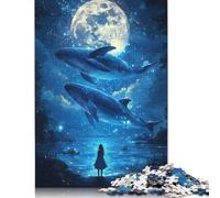 Rompecabezas de 1000 piezas de niña mirando ballenas Para adultos y rompecabezas de Papel, juego educativo Familiar de 38 x 26 cm/1000 piezas