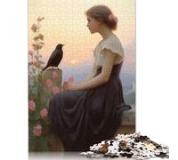 Rompecabezas de 1000 piezas de niña y pájaro al atardecer Para adultos, Ideal como Regalo de Halloween, decoración única Para el hogar y Regalos, 1000 piezas (75 x 50 cm)