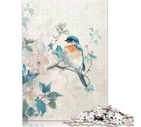 Rompecabezas de 1000 piezas de pájaro Azul en una rama Con Flores Para adultos y Adolescentes, juegos educativos Para el hogar, juguetes de bricolaje, Regalos de Navidad, 1000 piezas (75 x 50 cm)