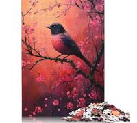 Rompecabezas de 1000 piezas de pájaro Rosa Sobre rama de cerezo en Flor Para adultos y Adolescentes. Regalos de Nochebuena. 1000 piezas (75 x 50 cm).