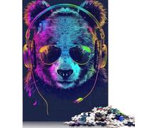 Rompecabezas de 1000 piezas de Panda Con auriculares Para adultos, Ideal Para Halloween, decoración única Para el hogar y Regalos, 1000 piezas (75 x 50 cm)