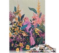 Rompecabezas de 1000 piezas de Papel Con diseño de pájaro Rosa en Un jardín Floral Para adultos y Adolescentes. Juego Familiar. Regalos de Nochebuena. 1000 piezas (75 x 50 cm).