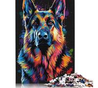 Rompecabezas de 1000 piezas de Pastor alemán DJ neón Para adultos, Regalo de Halloween, rompecabezas, juego educativo, juguete de desafío, 1000 piezas (75 x 50 cm)