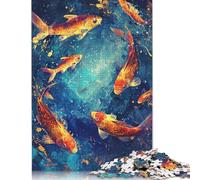 Rompecabezas de 1000 piezas de peces Koi en Agua Azul Para adultos y Adolescentes a partir de 12 años. Regalos de Nochebuena (75 x 50 cm).