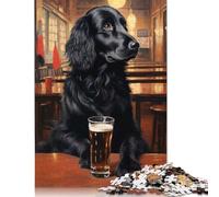 Rompecabezas de 1000 piezas de Perro perdiguero de Pelo liso Con Cerveza Para adultos, Ideal Para Adolescentes a partir de 12 años, Regalo de Nochebuena (75 x 50 cm)