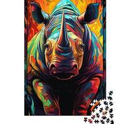 Rompecabezas de 1000 piezas de rinocerontes de Colores, Ideal Para Navidad, de Madera, Para Adolescentes, Divertidos rompecabezas de 1000 piezas (38 x 26 cm)