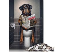 Rompecabezas de 1000 piezas de Rottweiler en el Papel higiénico. Rompecabezas de Papel Para adultos y Adolescentes a partir de 12 años. Regalos de Navidad. 1000 piezas (75 x 50 cm).