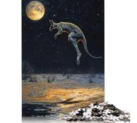 Rompecabezas de 1000 piezas de Un canguro saltando Bajo la Luz de la Luna Para adultos y Adolescentes. Rompecabezas de Papel, Regalo de Nochebuena, 1000 piezas (75 x 50 cm).
