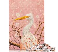 Rompecabezas de 1000 piezas de una Elegante Garza Con Flores de cerezo Para adultos. Rompecabezas de Papel de Regalo de Halloween Para diversión Familiar y Noches de juegos. 1000 piezas (75 x 50 cm).