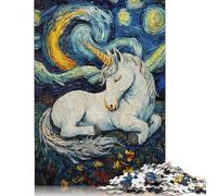 Rompecabezas de 1000 piezas de Unicornio durmiendo en la Noche estrellada Para adultos, Regalo de Halloween, rompecabezas de Papel Para adultos, rompecabezas educativo de 1000 piezas (75 x 50 cm)