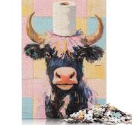 Rompecabezas de 1000 piezas de vaca con sombrero de papel higiénico para adultos, regalo de Halloween, rompecabezas de papel para adolescentes, decoración única para el hogar, 1000 piezas (75 x 50 cm)