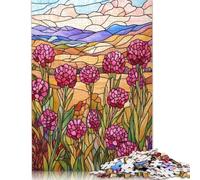 Rompecabezas de 1000 piezas de vitrales de montaña y Prado Para adultos, rompecabezas de Papel, juguete Para decoración de pared, Regalos de Navidad, 38 x 26 cm/1000 piezas