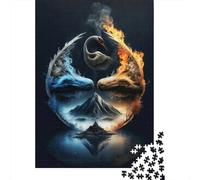 Rompecabezas de 1000 piezas de Yin y Yang Para adultos y Adolescentes, de Madera, juego educativo, desafío, juguete, Regalo de cumpleaños, 1000 piezas (38 x 26 cm)