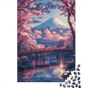 Rompecabezas de 1000 piezas Del Monte Fuji y Los cerezos en Flor Para adultos y Adolescentes. Rompecabezas Para diversión Familiar y Noches de juegos. 1000 piezas (38 x 26 cm).