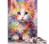 Rompecabezas de 1000 piezas Gato colorido Con Flor Para adultos y Adolescentes. Regalo de Halloween Para Adolescentes, Hombres y Mujeres. 1000 piezas (75 x 50 cm).