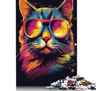 Rompecabezas de 1000 piezas Gato Con gafas Para adultos y Adolescentes. Regalo de Halloween Para Adolescentes, Hombres y Mujeres. 1000 piezas (75 x 50 cm).