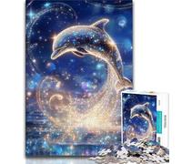 Rompecabezas de 1000 piezas Para Adolescentes diseño de delfín galáctico Ideal Para aliviar el estrés desafío difícil Regalo de Amigo secreto 38x26cm