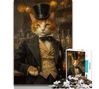 Rompecabezas de 1000 piezas Para Adolescentes Regalo de gato en el Bar rompecabezas Para adultos juegos Divertidos decoración de pared Regalos únicos de cumpleaños y Navidad 38x26cm