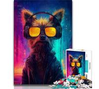 Rompecabezas de 1000 piezas Para Adolescentes y adultos diseño de Perro Con gafas 1000 piezas Para Adolescentes juegos Divertidos decoración de pared Regalos únicos de cumpleaños y Navidad 38x26cm