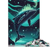 Rompecabezas de 1000 piezas Para adultos, diseño de ballena Brillante, paisaje Urbano, Corona, rompecabezas de Papel Para adultos, juguete educativo Para aliviar el estrés, 38 x 26 cm (1000 piezas)