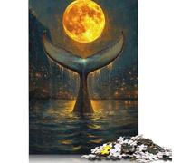 Rompecabezas de 1000 piezas Para adultos, diseño de ballena iluminada por la Luna, rompecabezas de Papel, rompecabezas educativo Para aliviar el estrés, 38 x 26 cm (1000 piezas)