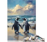 Rompecabezas de 1000 piezas Para adultos, diseño de Dos pingüinos en la Playa, Para adultos y Adolescentes, Ideal Para decorar el hogar, 1000 piezas (75 x 50 cm)