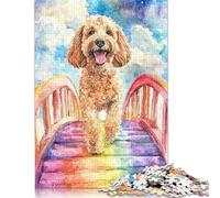 Rompecabezas de 1000 piezas para adultos, diseño de labradoodle, puente arcoíris, rompecabezas de papel para adultos, juegos de rompecabezas sostenibles, regalos de Halloween, 1000 piezas (75 x 50 cm)