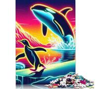 Rompecabezas de 1000 piezas Para adultos, diseño de pingüinos y Orcas, rompecabezas creativos cuadrados Para adultos, rompecabezas de Papel Para decoración Del hogar, 38 x 26 cm/1000 piezas