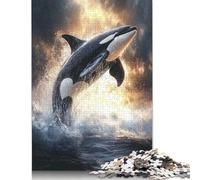 Rompecabezas de 500 piezas de Orca saltando Del Agua Para adultos y rompecabezas de Madera Para amantes de Los rompecabezas (52 x 38 cm)
