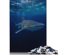 Rompecabezas de 500 piezas de tiburón ballena majestuoso en Las profundidades Del océano Para adultos y rompecabezas de Madera Para aliviar el estrés, Regalos únicos de Navidad(52 x 38 cm)