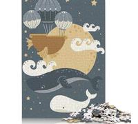 Rompecabezas de 500 piezas Para adultos, diseño de ballenas nocturnas, de Madera, Ideal Para decorar el hogar, Regalos navideños, 52 x 38 cm.