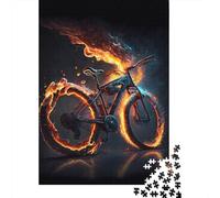 Rompecabezas de bicicletas Con Fuego, decoración única Para el hogar, rompecabezas de cartón Premium Para adultos y Adolescentes, Regalo único, 300 piezas (40 x 28 cm)
