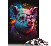 Rompecabezas de cerdo cósmico Con gafas, juegos creativos, rompecabezas de cartón Premium Para Mujeres y Hombres, Regalo de cumpleaños, 1000 piezas (75 x 50 cm)