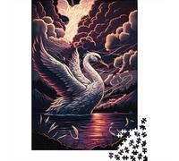 Rompecabezas de cisne de fantasía, juego de bricolaje, rompecabezas Rectangular de Papel Para Regalo de cumpleaños de niño o niña, 300 piezas (40 x 28 cm)