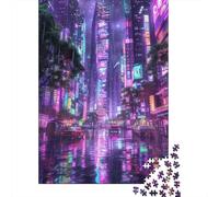 Rompecabezas de Ciudad de neón de 1000 piezas Para adultos y Adolescentes, juegos educativos Para el hogar, juguetes de bricolaje, Regalos de Navidad, 1000 piezas (38 x 26 cm)