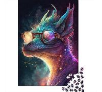 Rompecabezas de dragón cósmico Con gafas, desafiante y estimulante, de cartón 100% reciclado, Para adultos y Adolescentes, Regalo de cumpleaños, 300 piezas (40 x 28 cm)