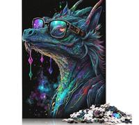 Rompecabezas de dragón cósmico Con gafas, divertido rompecabezas de cartón Premium Para niños o niñas, Regalo de Navidad, 1000 piezas (75 x 50 cm)